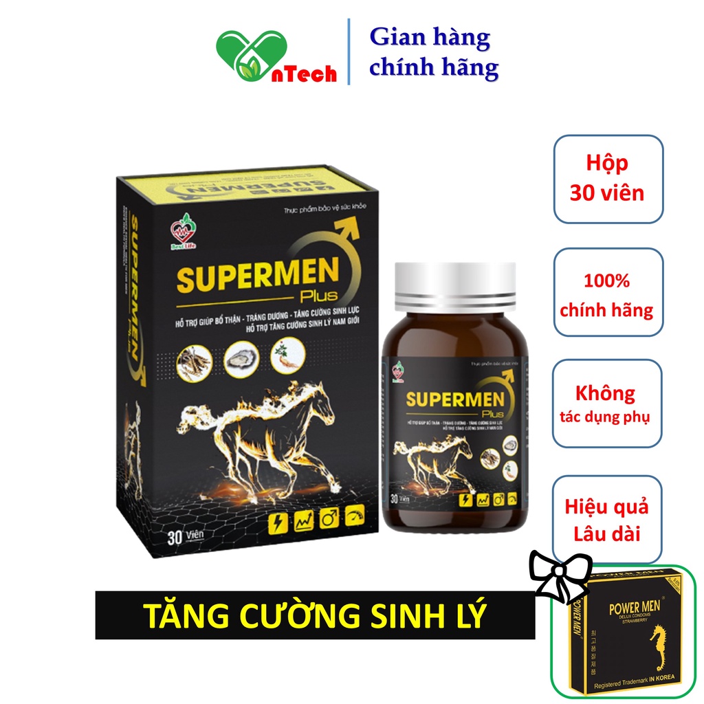 Tăng cường sinh lý Best life SUPERMEN Plus cải thiện tình trạng xuất tính sớm rối loạn cương dương hộp 30 viên