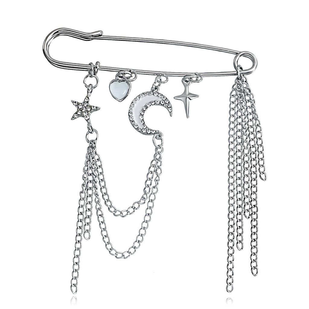 Trâm Cài Áo Hình Ngôi Sao Đính Đá Phối Tua Rua Phong Cách Cổ Điển Thời Trang Cho Nữ