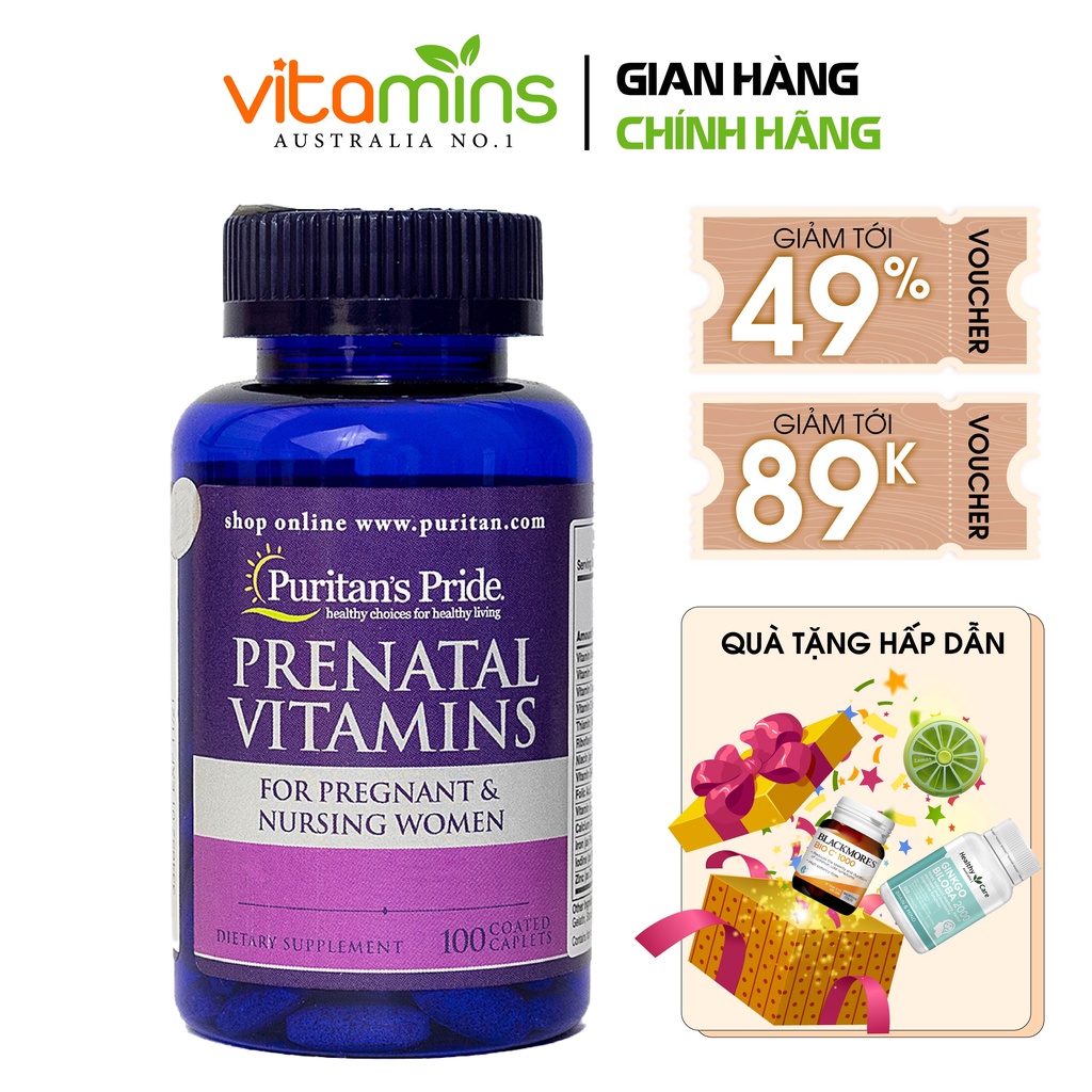 Vitamin tổng hợp cho mẹ bầu Puritan's Pride Prenatal Vitamins 100 viên