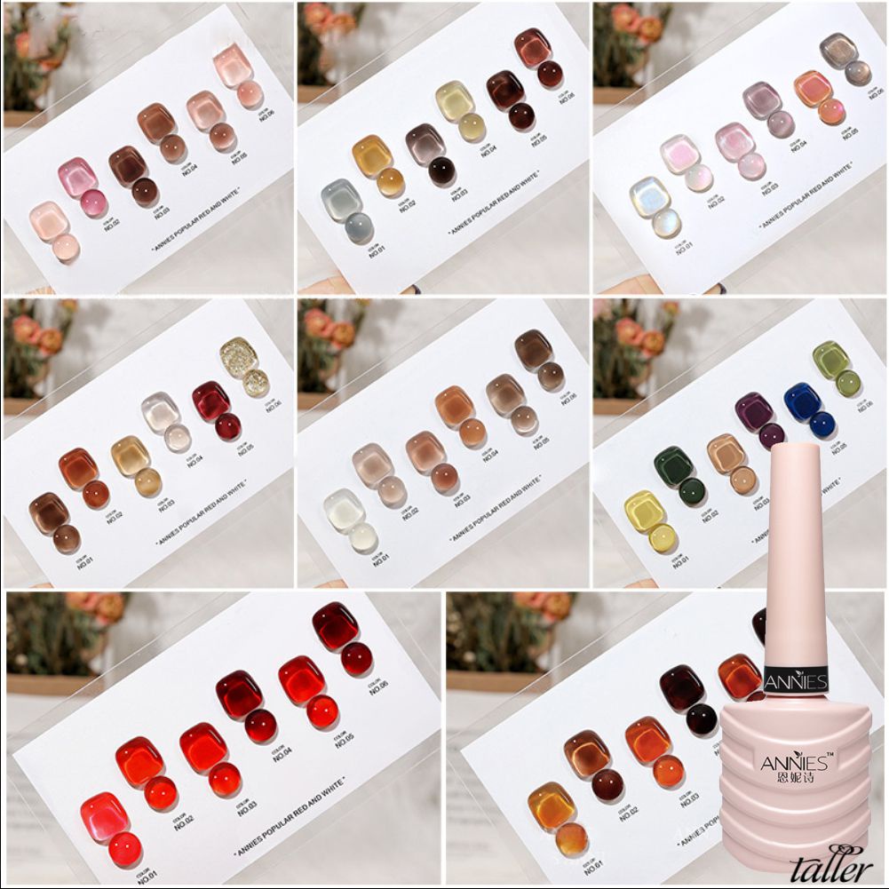 ✧Ready Stcok Annies 6 Màu/1 Bộ Keo Sơn Móng Tay Liệu Pháp Ánh Sáng Ngâm Gel Uv Bán Vĩnh Viễn Sơn Móng Nghệ Thuật Cho Cửa Hàng Làm Móng Có Tấm Trưng Bày Miếng Làm Móng Cao Hơn