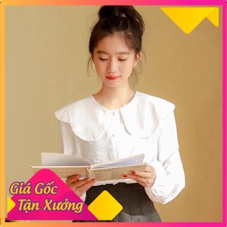 Áo sơ mi trắng nữ babydoll cổ hoa tiểu thư form rộng ulzzang phong cách Hàn quốc phù hợp đi học, đi chơi, đi làm