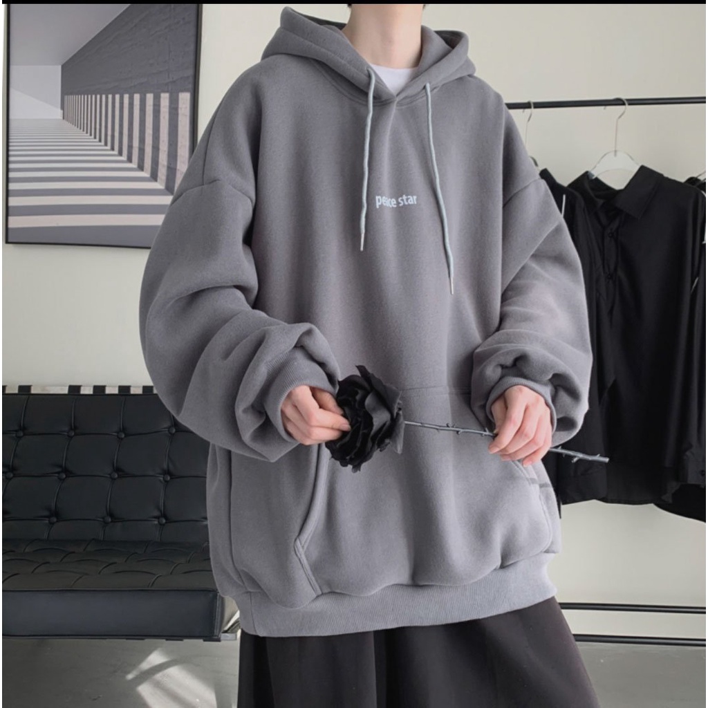 ÁO HOODIE - Khoác nỉ bông form rộng fullsize (Ảnh Thật) có nón in chữ PEACE STAR áo chống nắng nam nữ S0