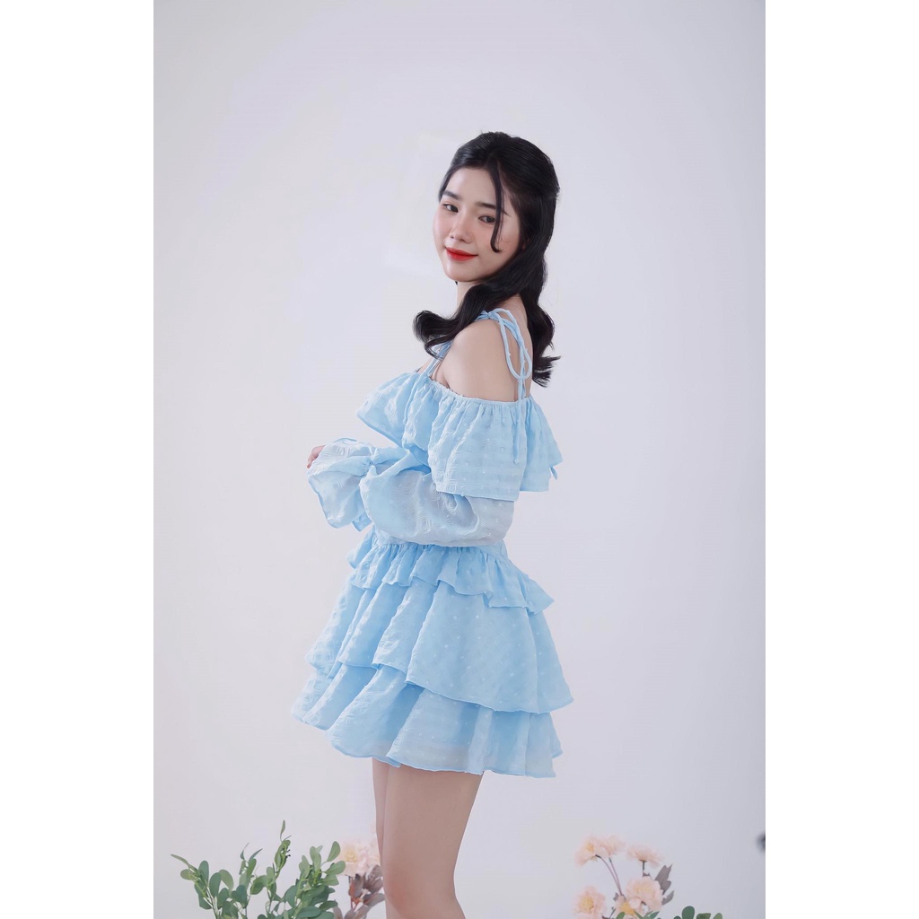 Đầm cột dây vai xoè 3 tầng tay phồng - Floor Dress - Lynn Design