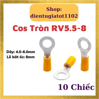 10 đầu cos tròn rv5.5-8, rv5.5-8, đầu cos dây điện, đầu cos xe máy