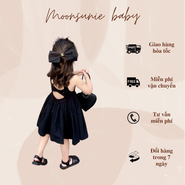Váy hai dây hở lưng cho bé gái 2-8 tuổi Váy bé gái mùa hè đi chơi biển, du lịch phong cách Hàn Quốc