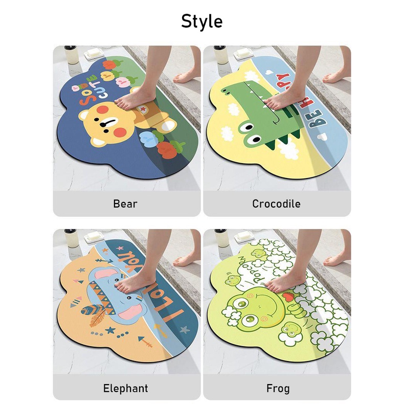 Thảm Lót Sàn Nhà Tắm Thấm Hút Nước Nhanh Khô In Họa Tiết Hoạt Hình Dễ Thương