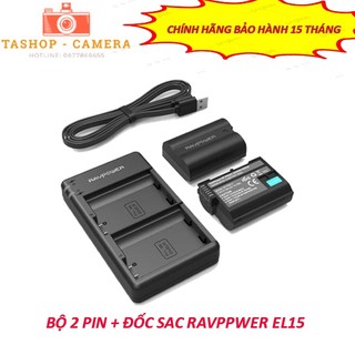 Bộ 2 pin + 1 sạc ravpower en-el15 for nikon