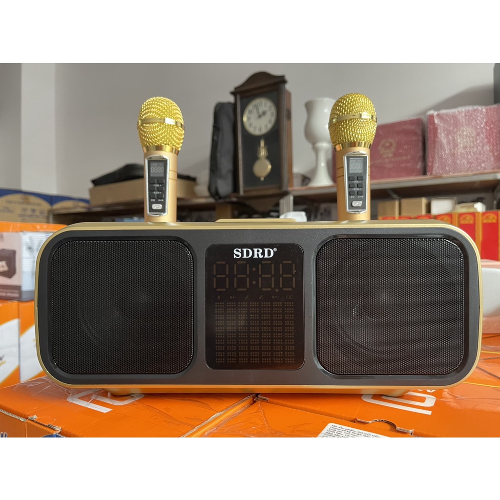 Loa karaoke bluetooth SD318 âm thanh hay, kèm 2 micro, dòng cao cấp hiện nay
