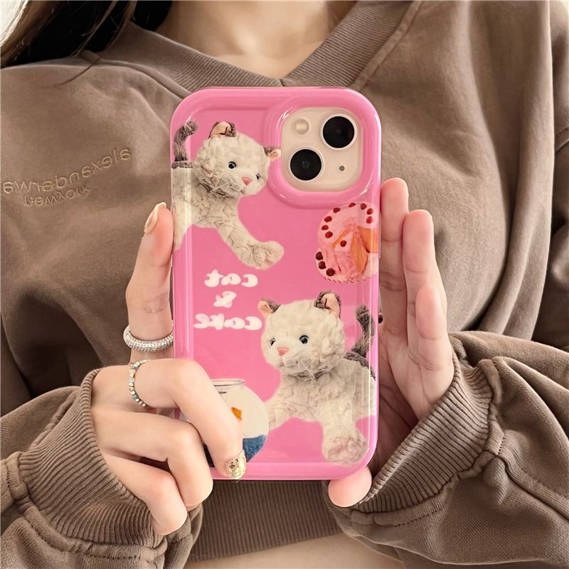 Ốp Điện Thoại Silicon TPU Mềm Trong Suốt Chống Sốc In Hình Mèo Hồng Cho IPhone 14 13 11 12 Pro XS Max X XR 7 8 Plus