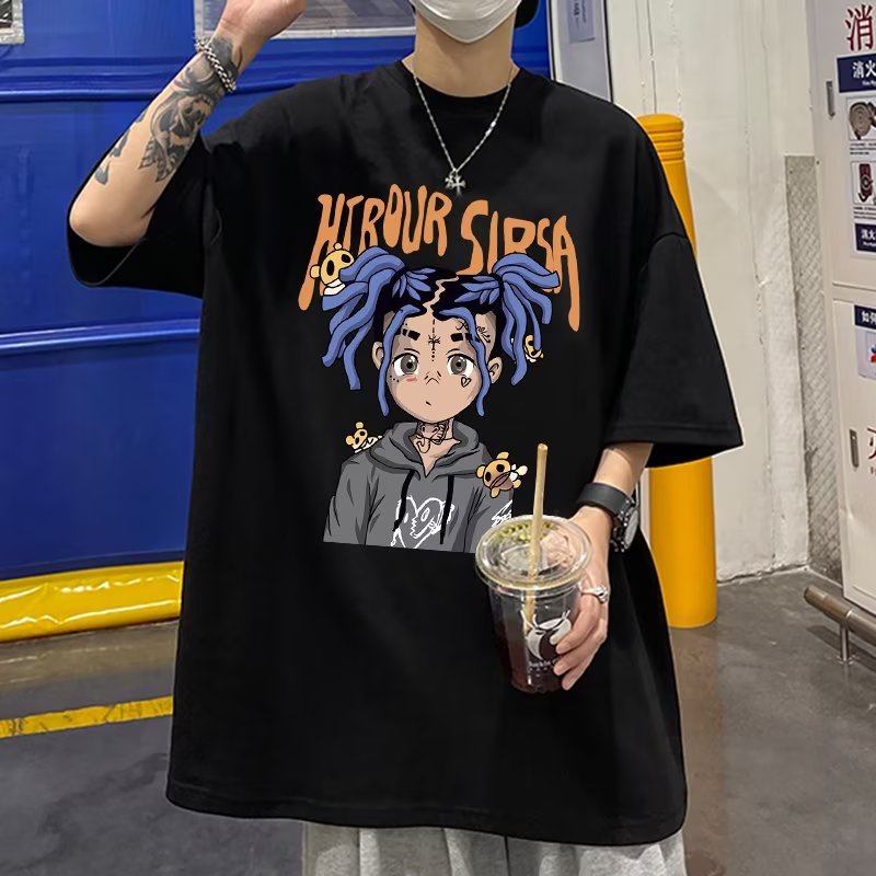 Áo Thun Tay Ngắn Cổ Tròn Dáng Rộng In Họa Tiết Hoạt Hình Phong Cách Hip hop Thời Trang Mùa Hè Cho Nam Và Nữ S-5XL