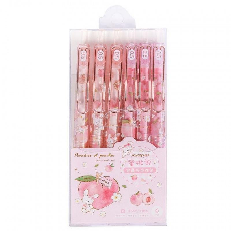 Bút bi cute gel bấm ngòi 0.5mm cao cấp hoạt tiết quả đào dễ thương mực đều nét chữ đẹp - Hally shop