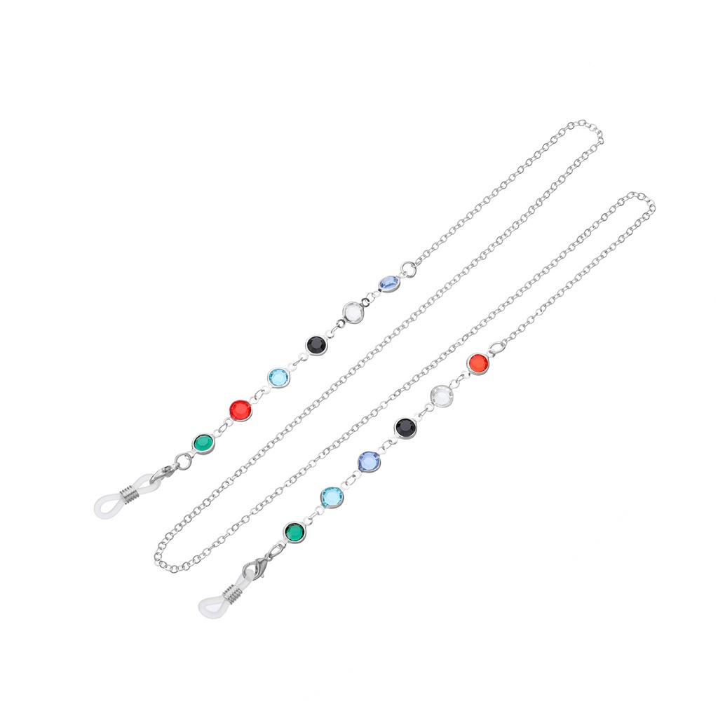 Set 2 Dây Đeo Mắt Kính Đính Đá Bằng Thép Màu Sắc Xinh Xắn