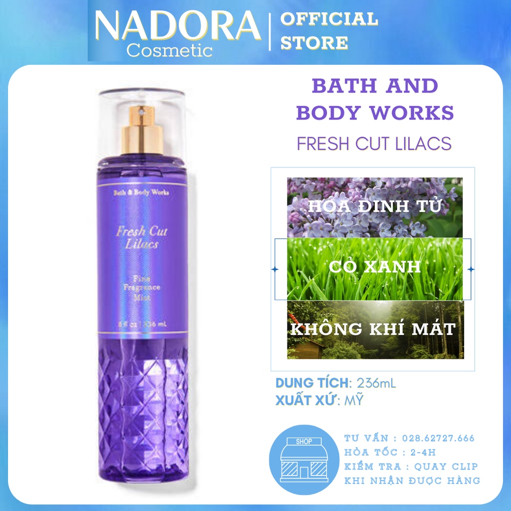 Xịt Thơm Toàn Thân Bath And Body Works - Fresh Cut Lilacs Body Mist (236ml)