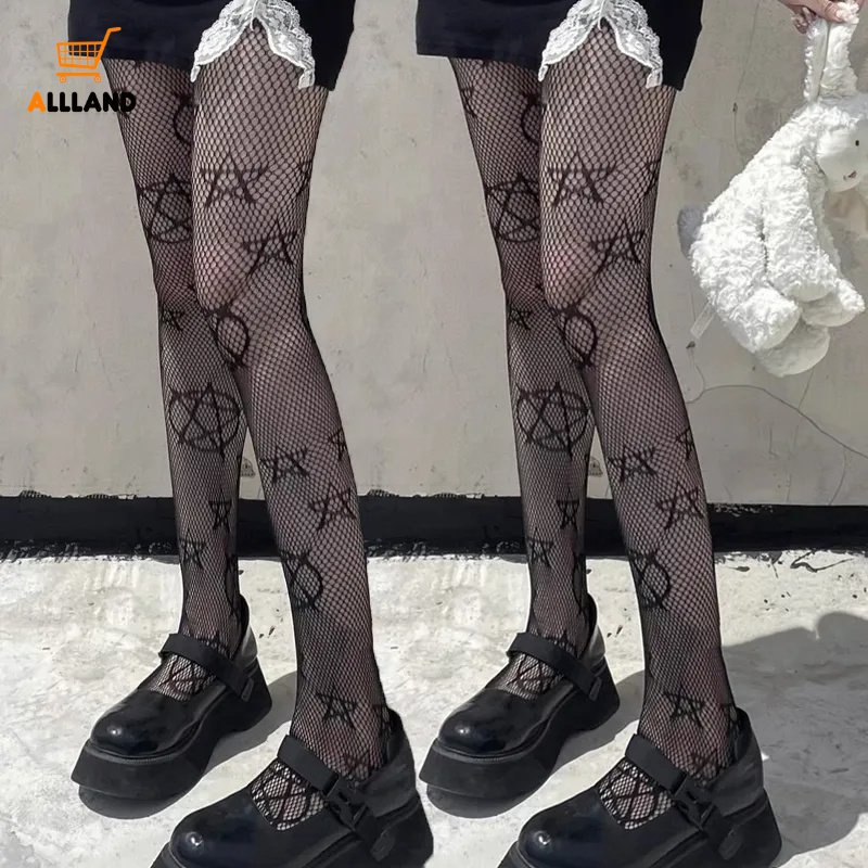 Quần Tất Lưới Nylon Khoét Rỗng / Ngôi Sao Năm Cánh Phong Cách Gothic Punk Gợi Cảm Cho Nữ