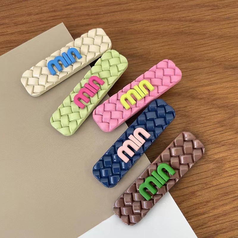 Kẹp Tóc Nhỏ Nhắn In Chữ Lưới Hình Thoi Màu Sắc Ngọt Ngào Phong Cách Hàn Quốc Ins