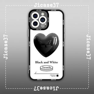Ốp lưng iphone samsung xiaomi oppo cạnh vuông Jicase JMcase Versatile Trái Tim Trắng x Đen Black And White