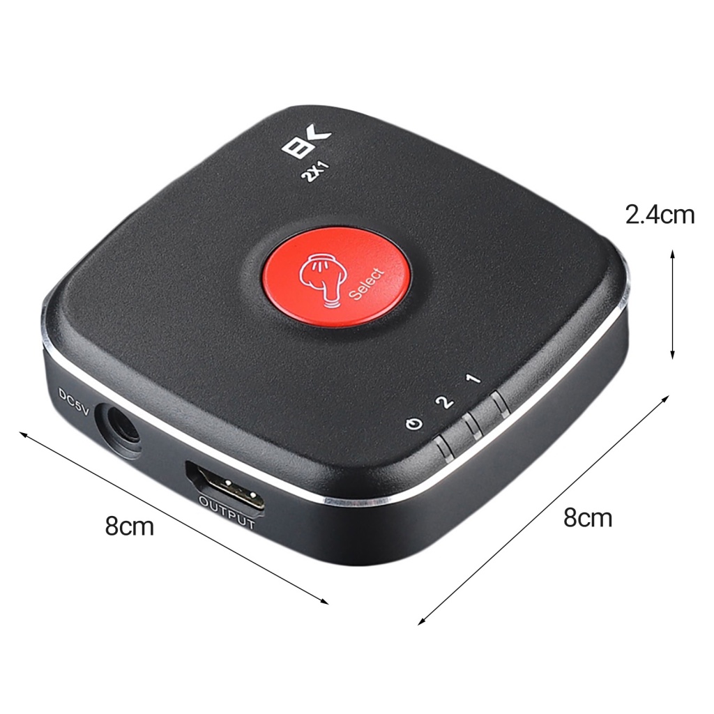 Bộ Chuyển Đổi Chia Tín Hiệu HDMI 2X1 4K @ 120Hz 8K @ 30Hz Có Nút Công Tắc Cho Đầu DVD