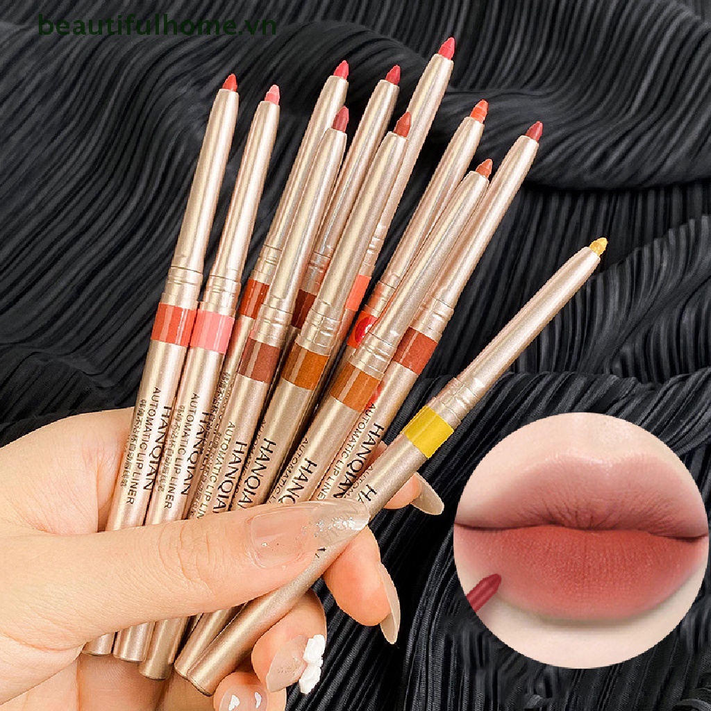 Bút Kẻ Viền Môi 10 Màu Lì Tự Động Xoay Chống Thấm Nước Lâu Trôi