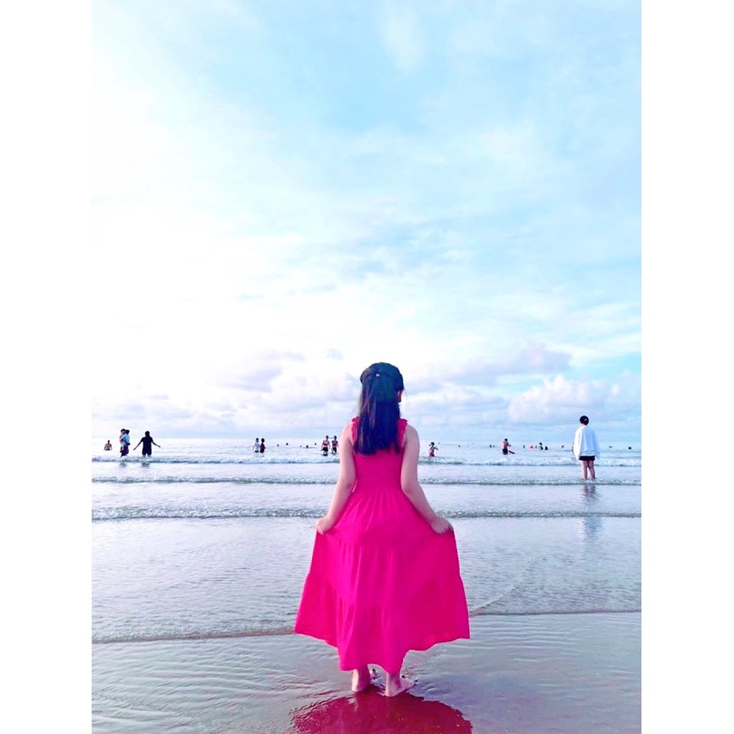 Mcbb 24-49kg 100% lụa váy hai dây cho bé gái maxi tiểu thư xòe đầm công chúa bé gái váy bé gái đi biển trẻ em nữ tuổi 18