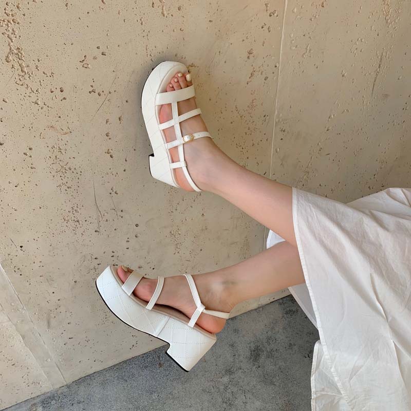 Sandal Đế Dày Cài Khóa Phong Cách Thời Trang Retro Pháp 2023 Dành Cho Nữ