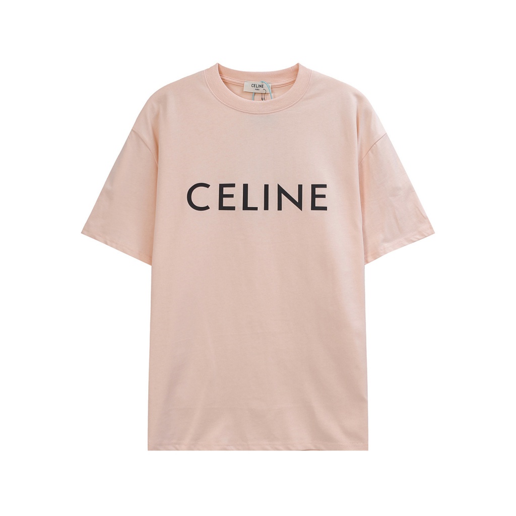 CELIN.E23 early spring new fashion logo letter printing simple all-match slimming 240g Terry short sleeve t-shirt