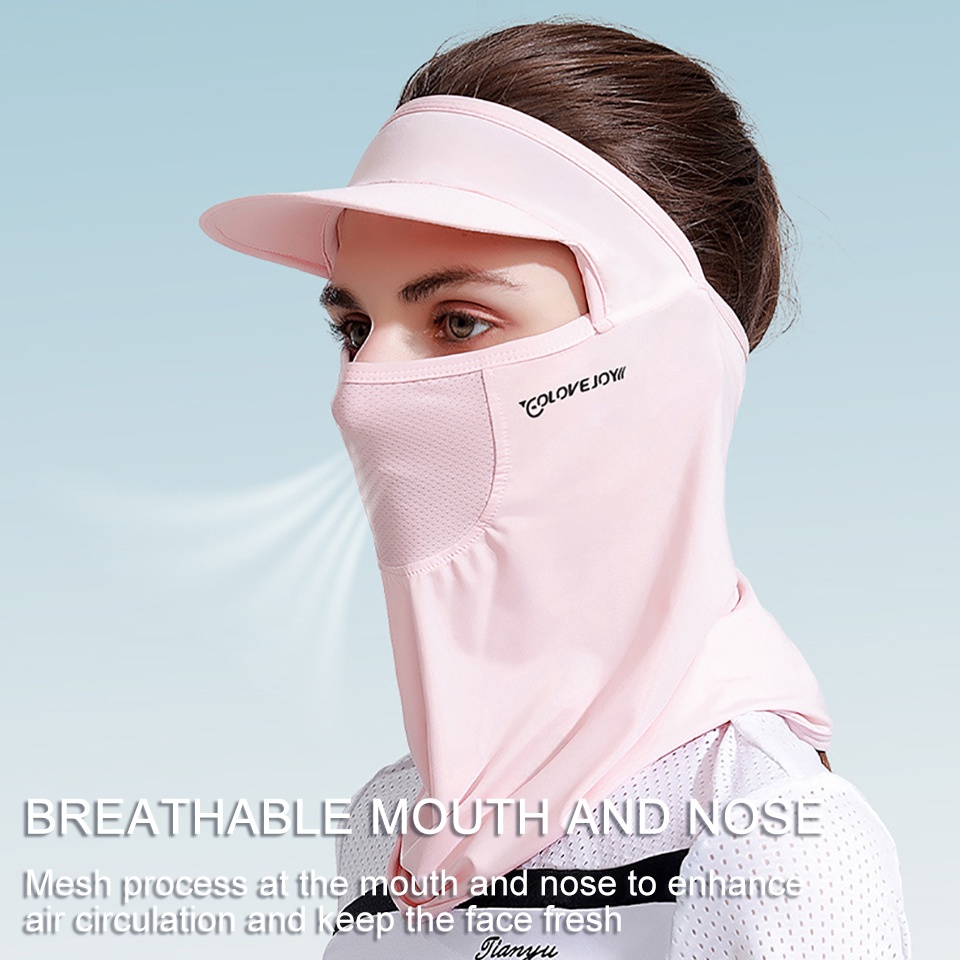 Khẩu Trang Bằng Lụa Lạnh Thoáng Khí Chống Tia UV Có Vành Che Nắng Dùng Khi Lái Xe / Leo
