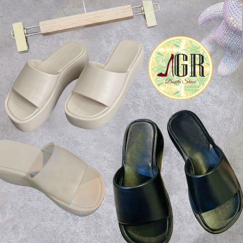 Dép xuồng quai ngang mút phồng HNH cao 6 cm
