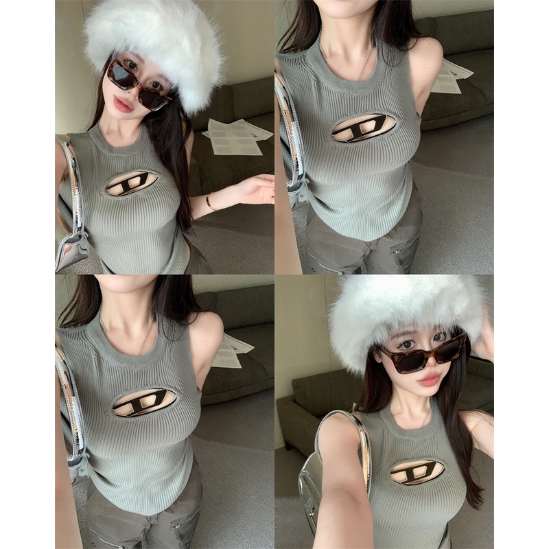 Áo Dệt Kim Sát Nách Dáng Ôm Thiết Kế Khoét Quyến Rũ