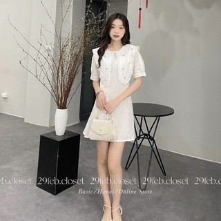 Váy thô cộc tay cổ bèo đính đá