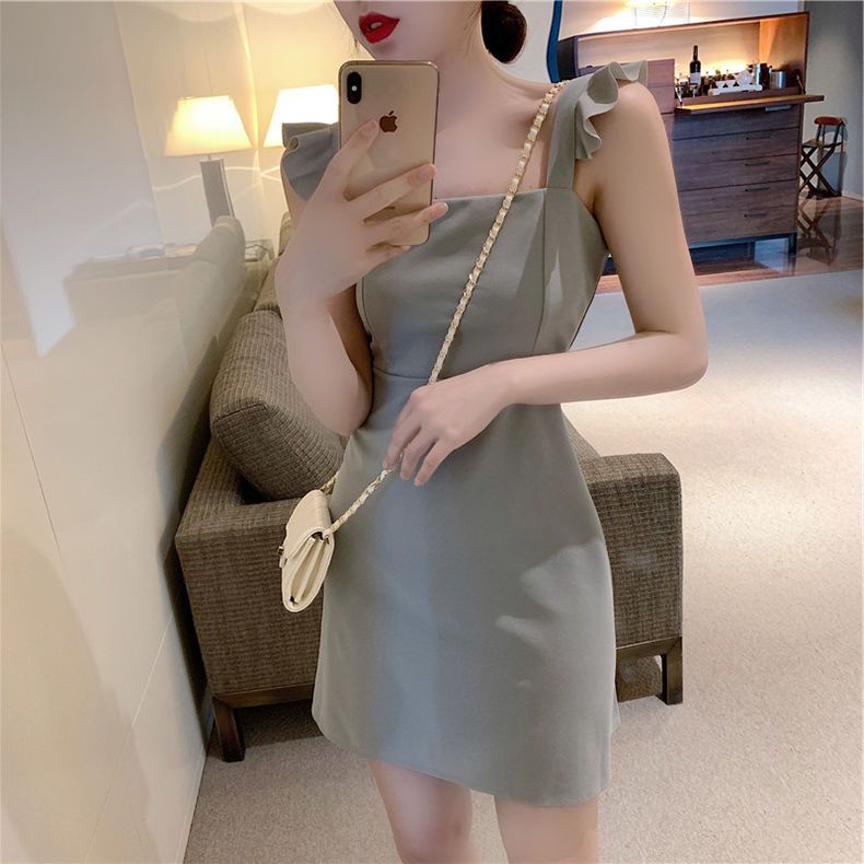 Đầm Hai Dây Nhún Bèo Phong Cách Retro Pháp Thời Trang Mùa Hè Mới 2023