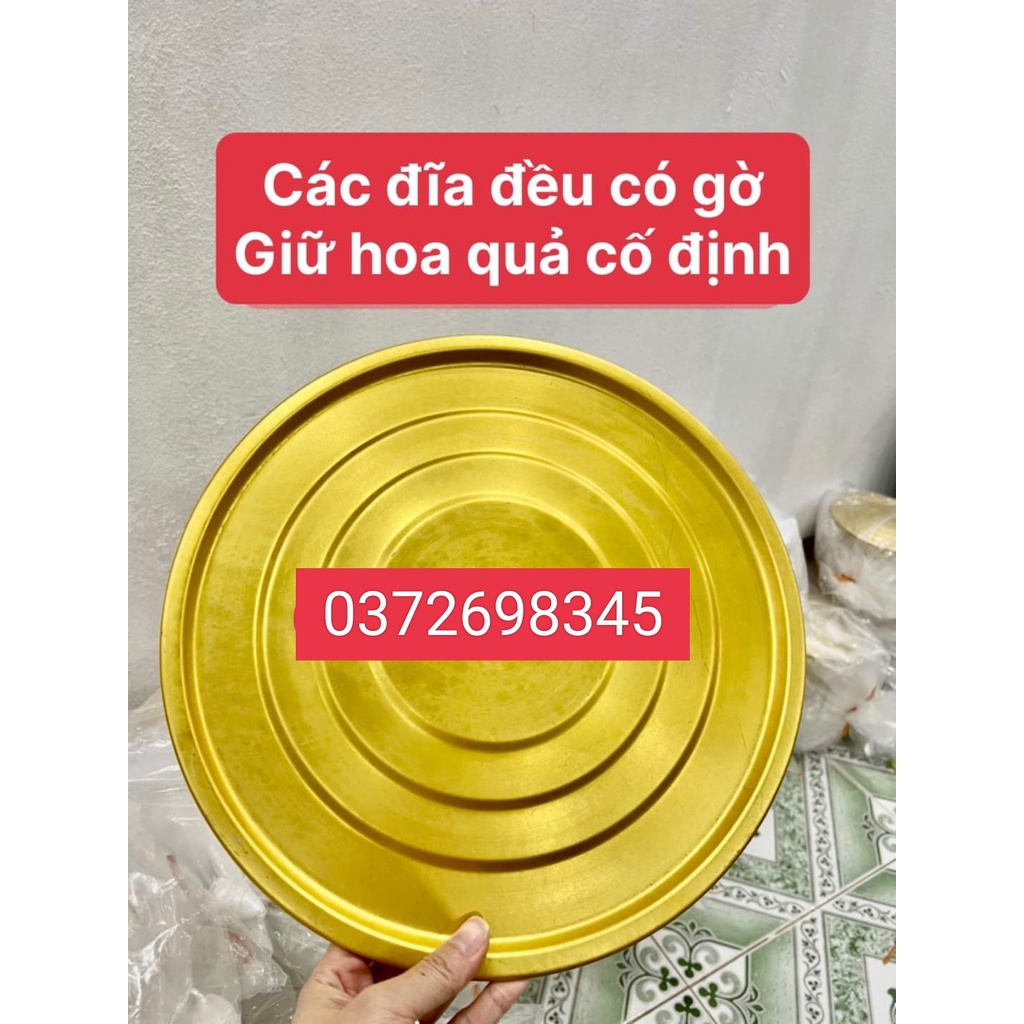 Tháp bày quả, Tháp ngũ phúc nhôm vàng, chắc chắn, tiện dụng, sang trọng