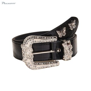 [Sharprepublic] Thắt lưng da nữ thời trang Khóa Prong Kim loại Thắt lưng Gothic cho quần Jean