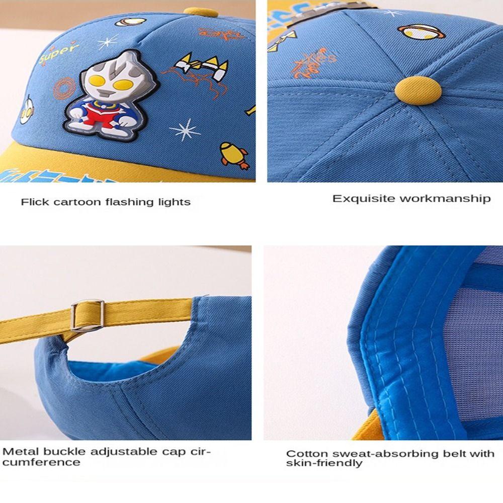 Mũ Lưỡi Trai Cotton Chống Nắng In Hình Ultraman Dạ Quang Thời Trang Mùa Hè Cho Bé