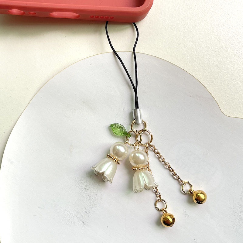 Dây Treo Điện Thoại Di Động Ổ Đĩa U / Hoa Lily Đính Ngọc Trai Chống Bụi diy