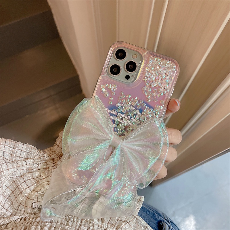 Ốp Điện Thoại Silicon Hình Nơ Phối Ren Cho Iphone7 / 8 14promax 13 XS Max 12 11