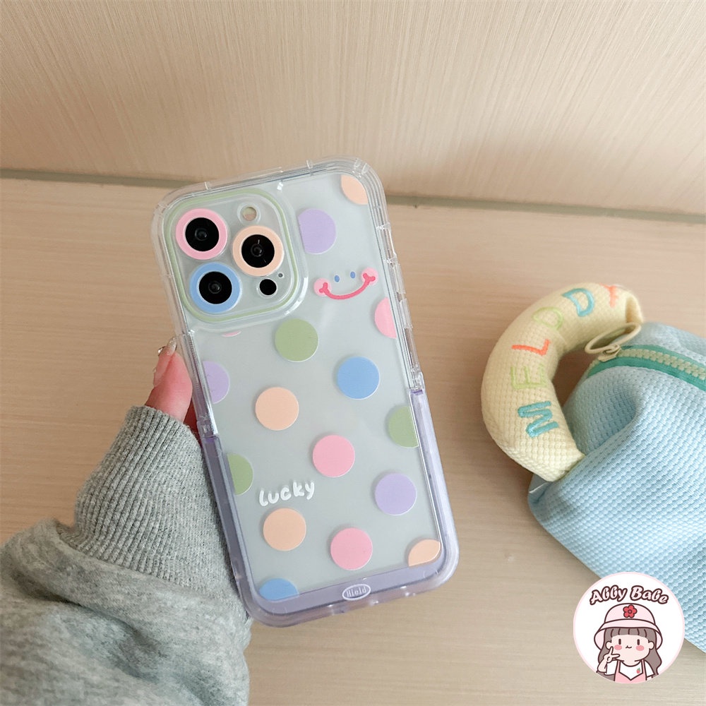 Ốp Điện Thoại TPU Mềm Chống Sốc Họa Tiết Chấm Bi / Mặt Cười Nhiều Màu Sắc Cho Iphone 13 12 11 Pro Max XR 8 7 Plus