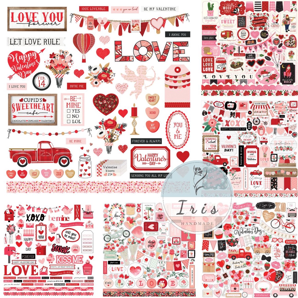 Sticker chưa cắt chủ đề Valentine