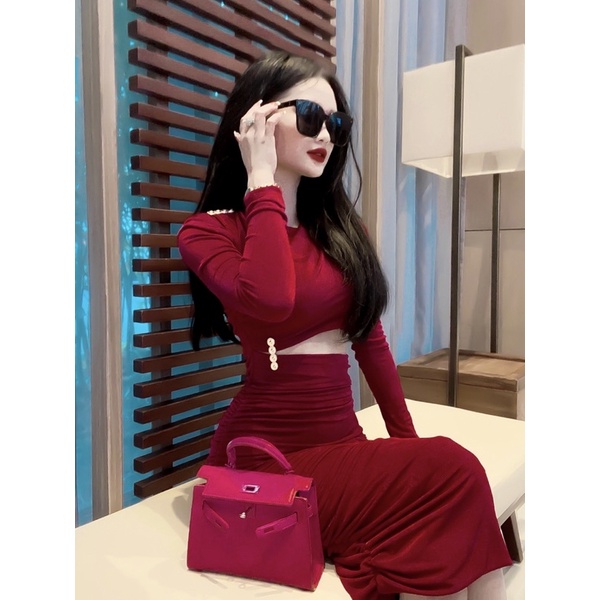 Đầm body nữ khoét eo kèm tag váy đi chơi ôm body sang trọng tiểu thư