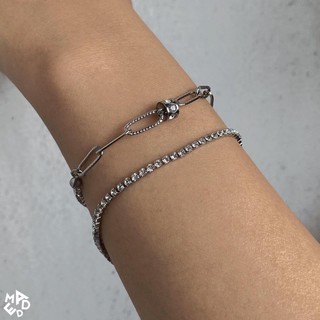 vòng tay diamond zircon trắng đính đá - đế thép không đen không gỉ MADDE/2300/2388
