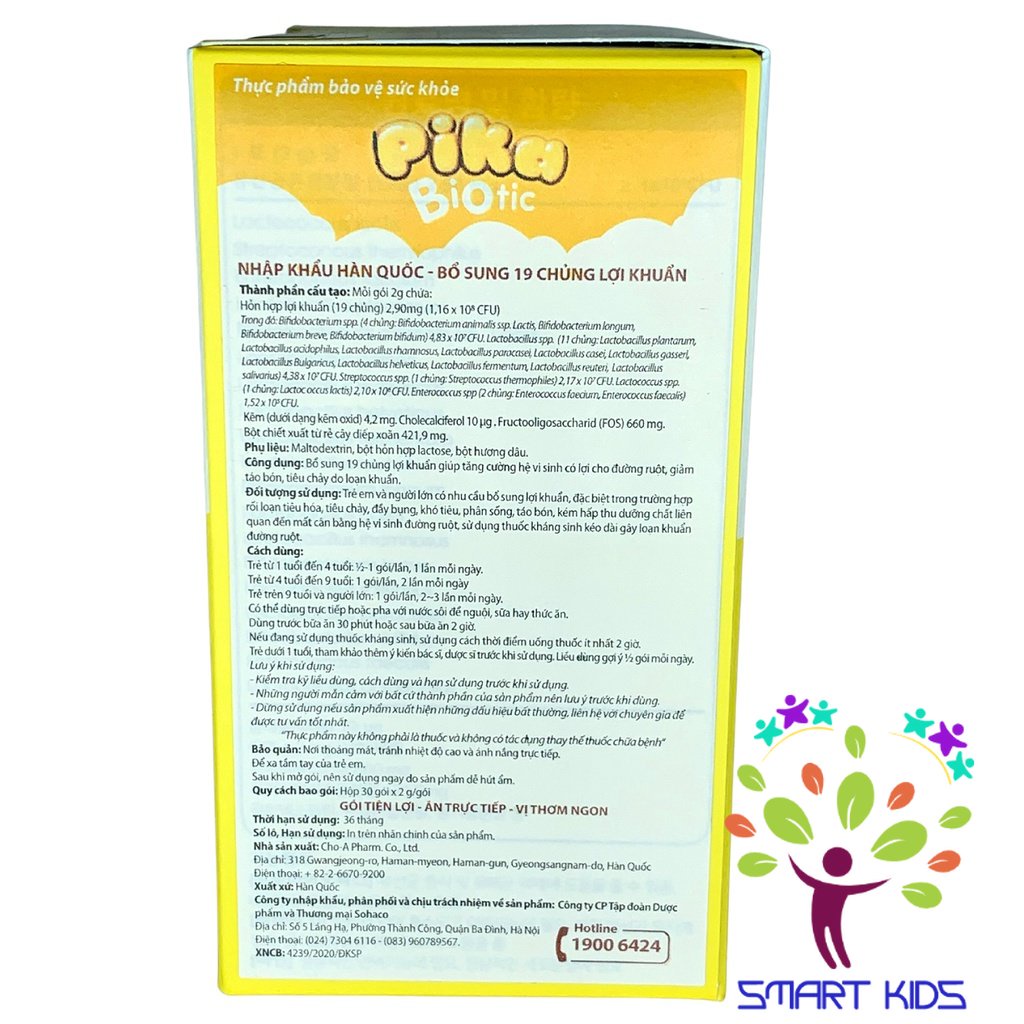 Men vi sinh Pika Biotic Hàn Quốc bổ sung lợi khuẩn, tăng cường hấp thu, ổn định tiêu hóa cho bé h30gói x 2g