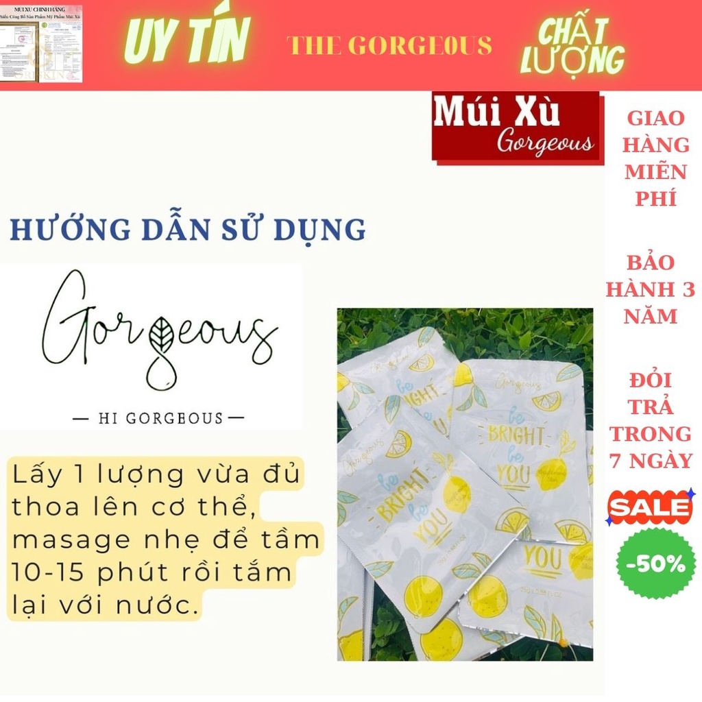 Set tắm trắng Pearl Múi Xù Gorgeous làm trắng sáng cung cấp ẩm cho da gói 26g