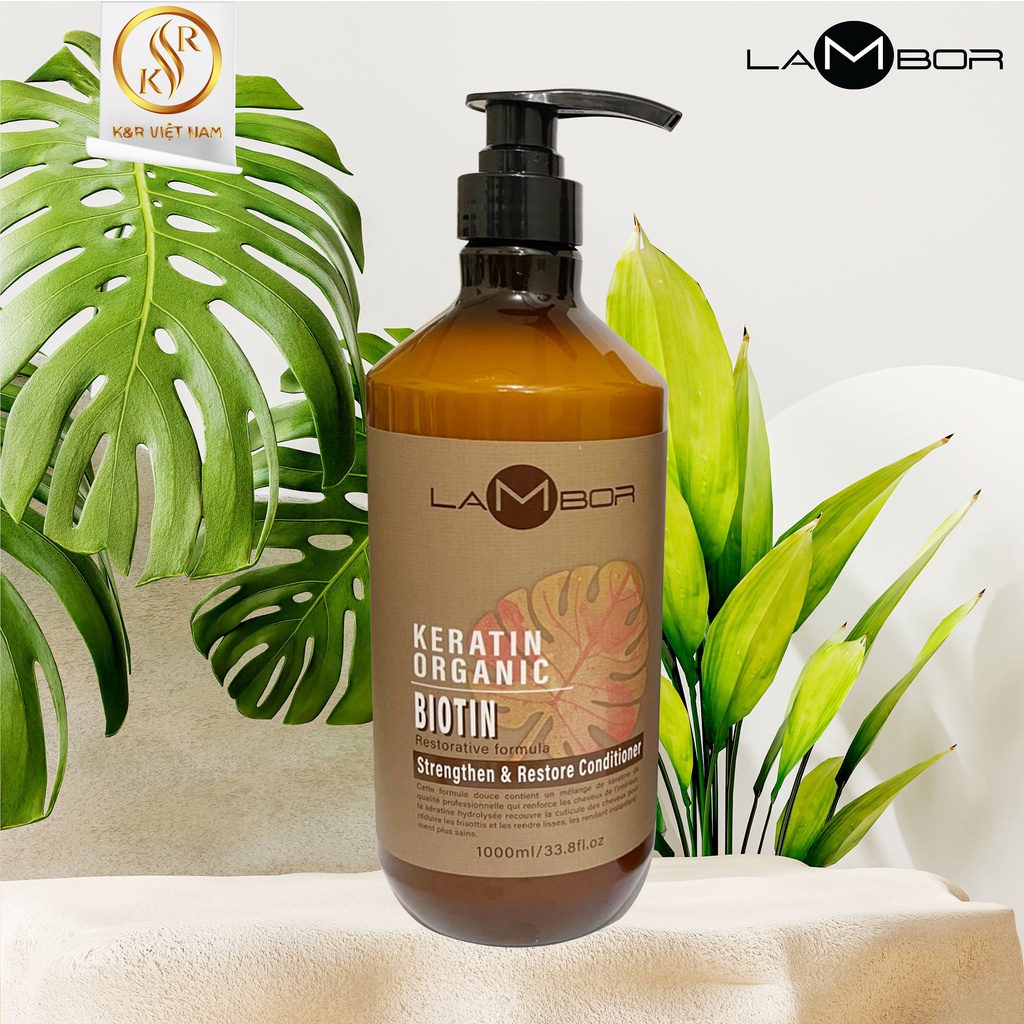 Dầu Gội Dầu Xả Keratin LAMBOR 1000ml * 2 Sạch Gàu Phục Hồi Kích Thích Mọc Tóc Thải Độc Da Đầu