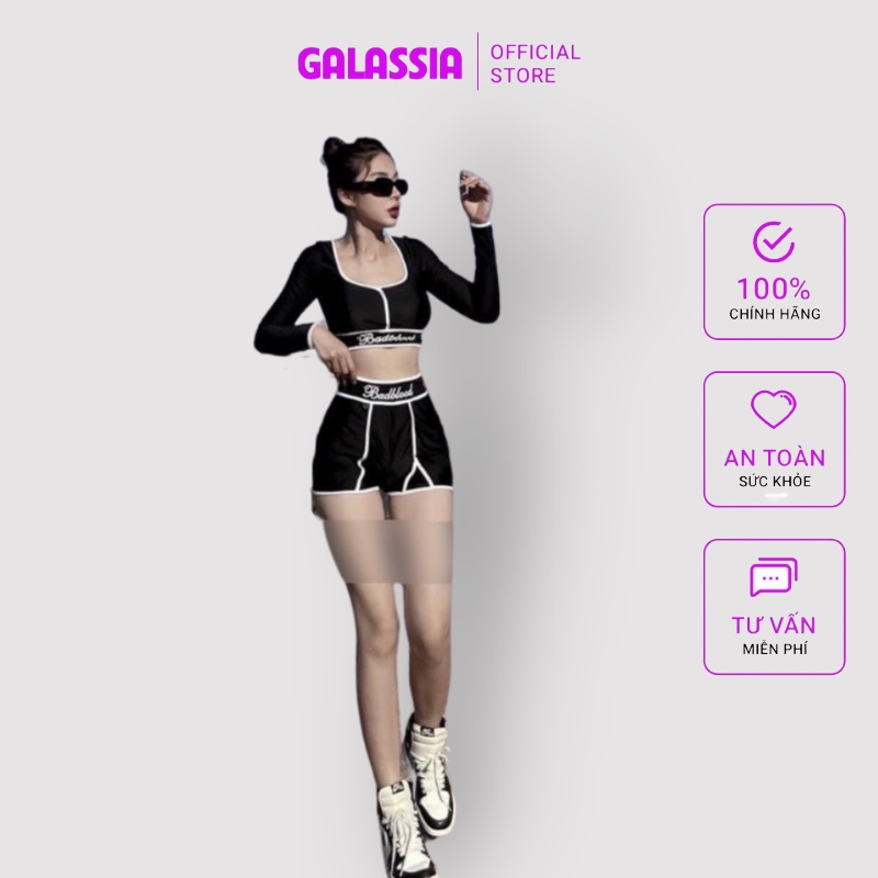 Đồ bơi nữ 2 mảnh bikini kín đáo tắm biển tay dài Badblood du lịch sang chảnh GALASSIA