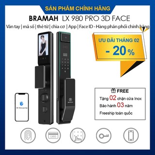 Khóa cửa vân tay nhận diện khuôn mặt Bramah- LX980 Pro 3D Face chính hãng, bảo hành 03 năm, miễn phí lắp đặt