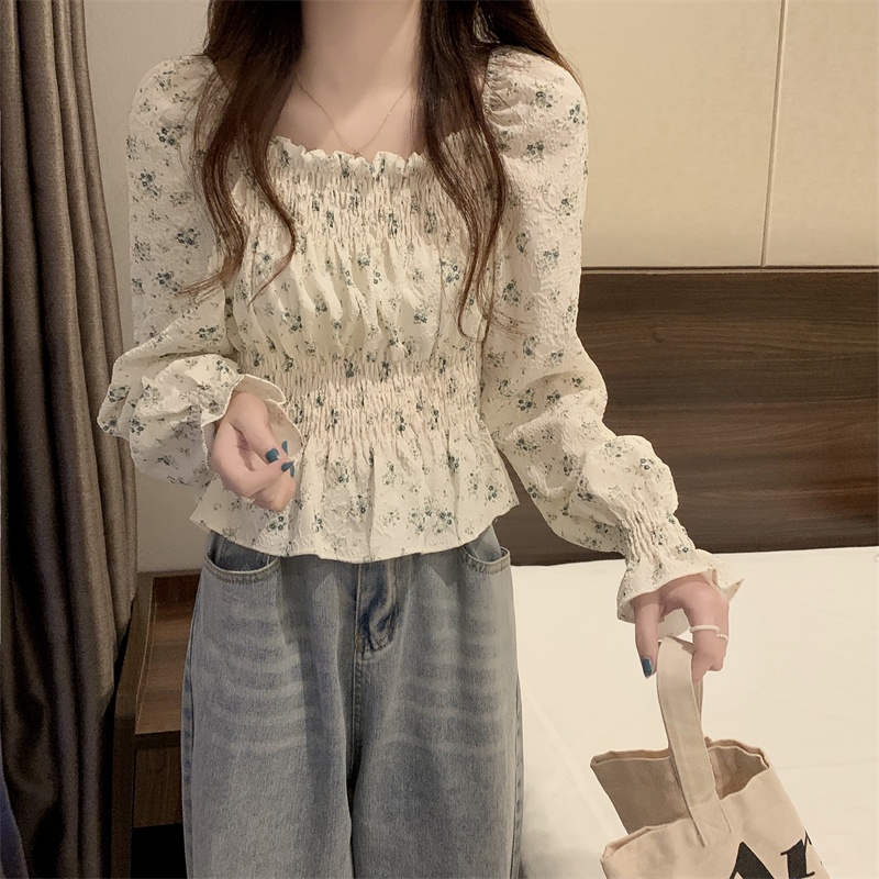 Áo hoa SUXI trễ vai tay dài thời trang dành cho nữ