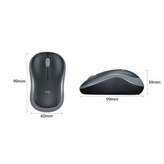 Chuột không dây Logitech M185 Wireless (USB/Xám đen)