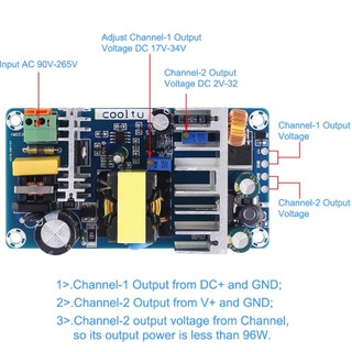 Module nguồn xung hai đầu ra 100W AC-DC (24V-4A / 12V-4A)