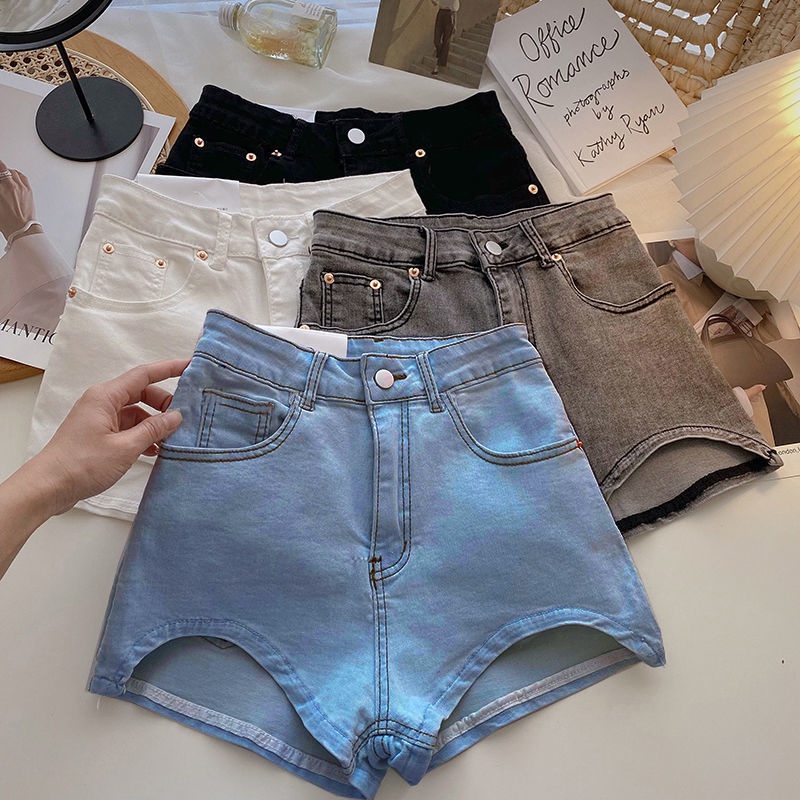 COZOK Quần Short denim Lưng Cao Dáng Ôm Đơn Giản Hợp Thời Trang