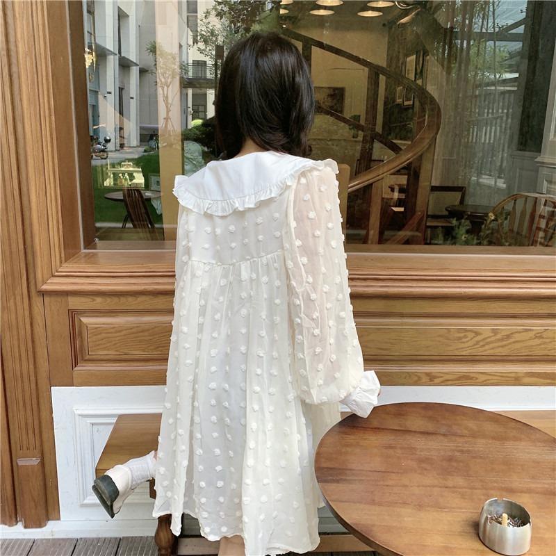 Đầm Búp Bê Pháp Màu Trắng Thời Trang Xuân Thu Kiểu Mới Cho Nữ