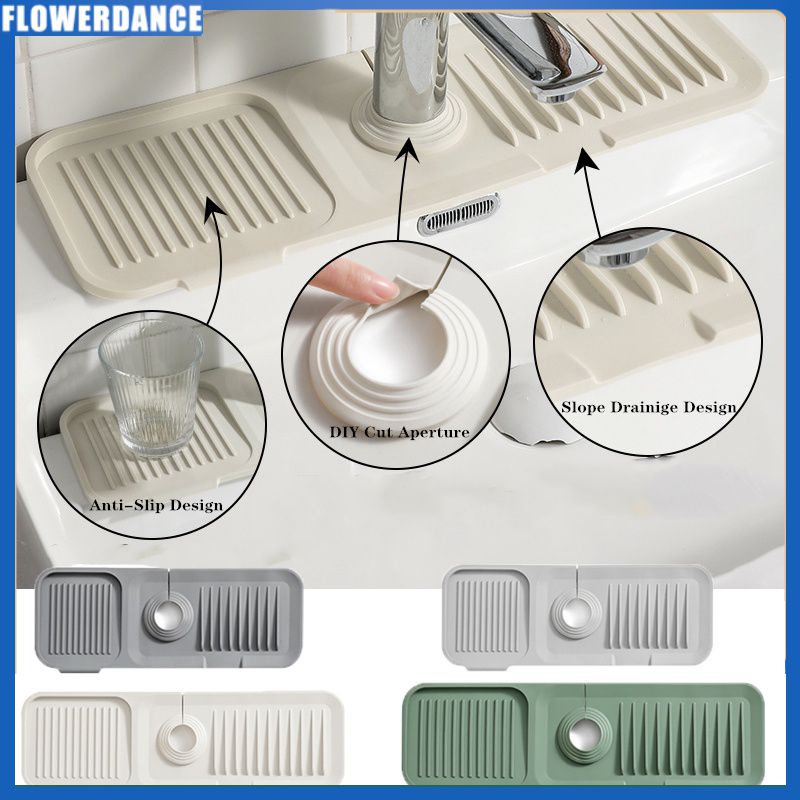 Tấm Lót Vòi Nước Bồn Rửa Bằng Silicon Mềm Mới Tấm Bảo Vệ Chống Bắn Nước Bồn Rửa Tấm Lót Thoát Nước Bồn Rửa Tấm Bảo Vệ Làm Khô Vòi Tấm Lót Thoát Nước Trên Mặt Bàn Flowerdance